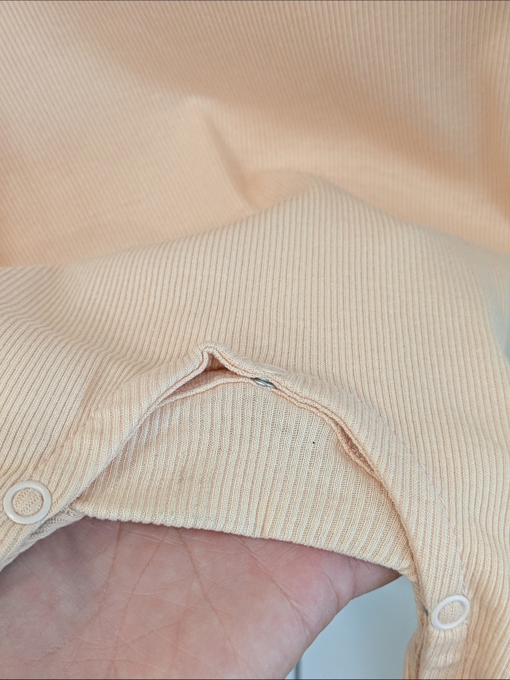 Sleeveless Neutral Peach Knit Baby Romper - Picture 4 of 5